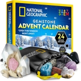 NATIONAL GEOGRAPHIC Gemstone Advent Calendar – 2025 Christmas Countdown Calendar for Kids with 24 Gems to Open Each Day, Complete Rock Collection with Mini Gemstone Dig Kit